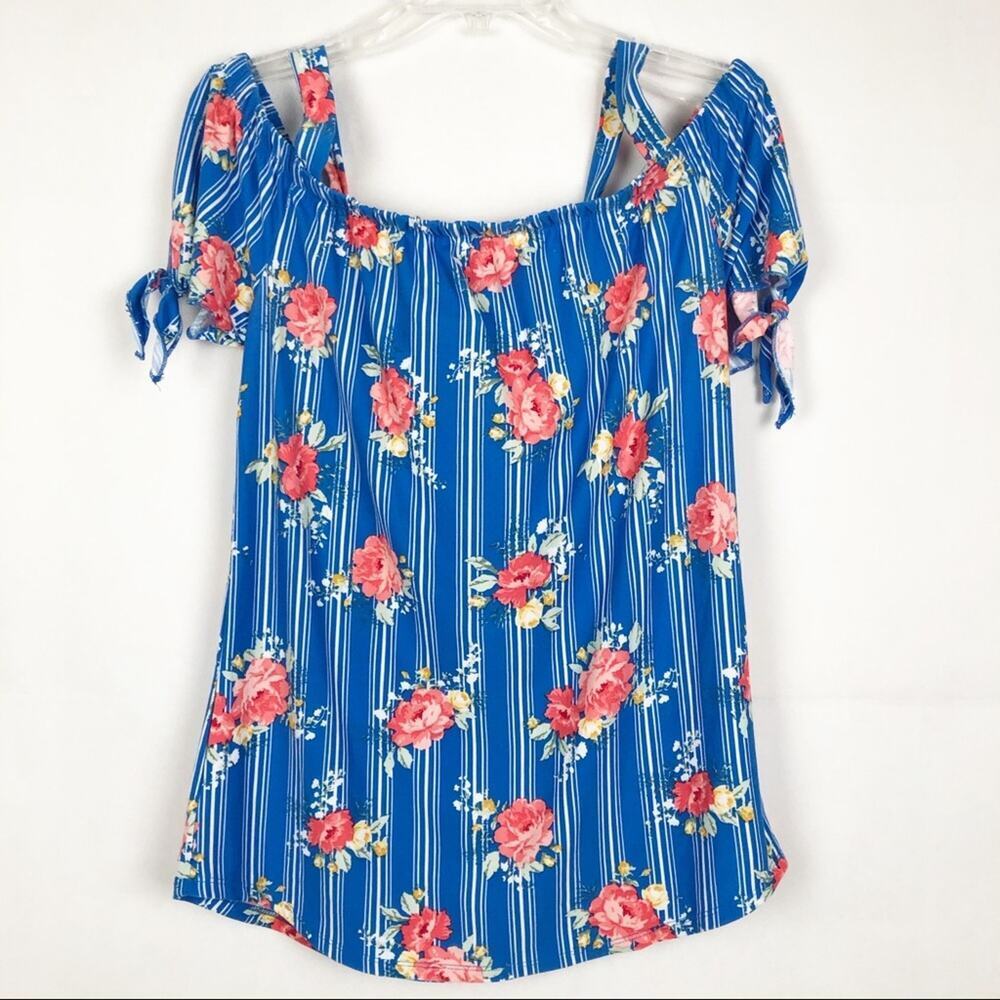 Bobbie Brooks Cold Shoulder Floral Top Size Small Spring Summer Cottagecore